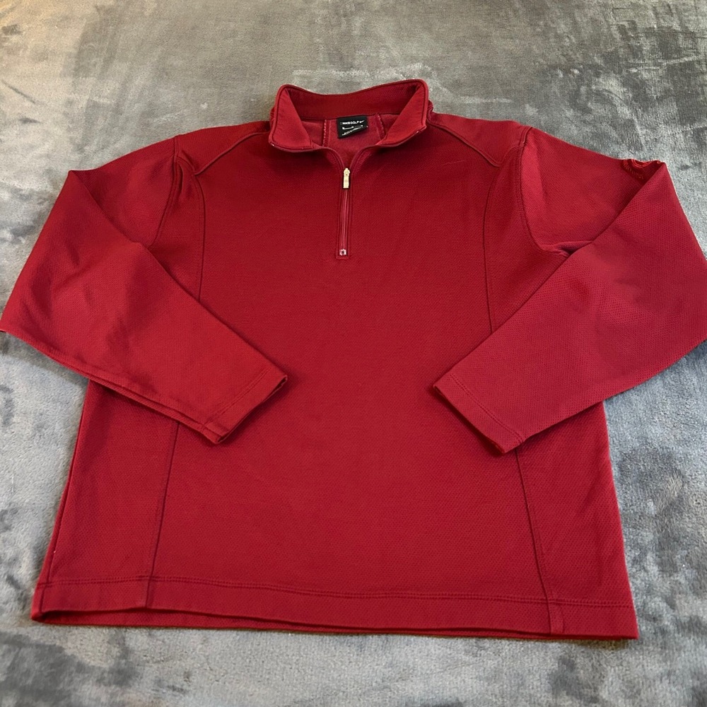 Nike Golf Pullover 1/4 Zip Athletic Training Sweater Mesh Red Mens Medium